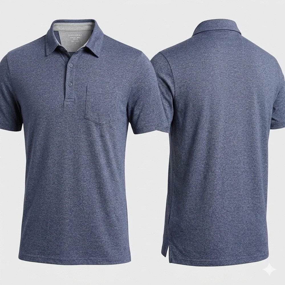 Banana Republic Quick Dry Luxury Sport Polo Shirt‎ Men's Large Blue Heathered